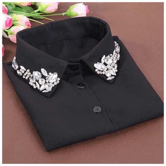 Accessories - Black Crystal Embellished Collar